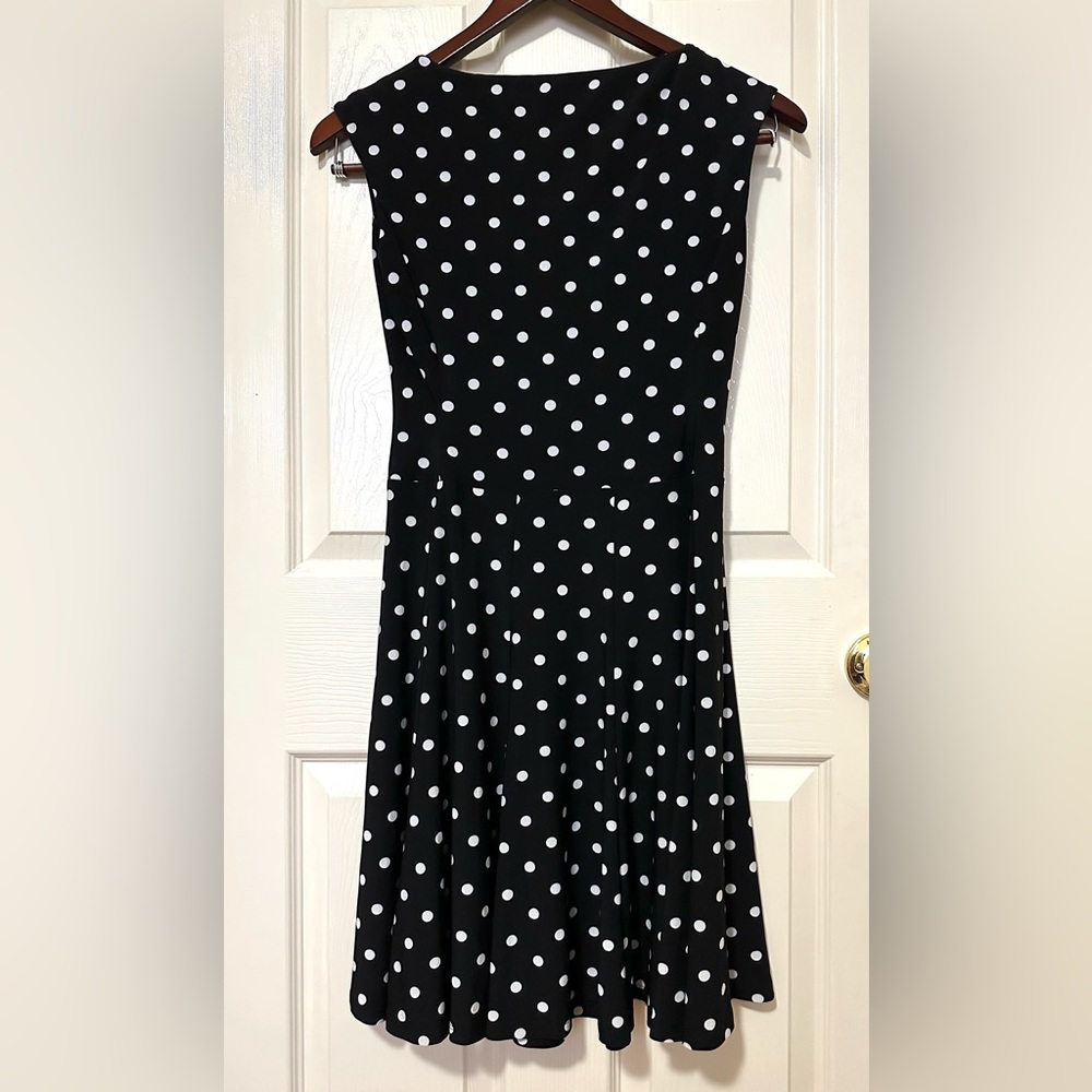 Lauren Ralph Lauren Women’s Polka Dots A Line Black Dress in 6P - Picture 2 of 6